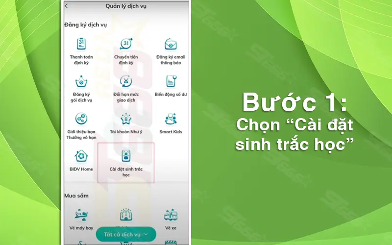 xác thực sinh trắc học bidv bước 1